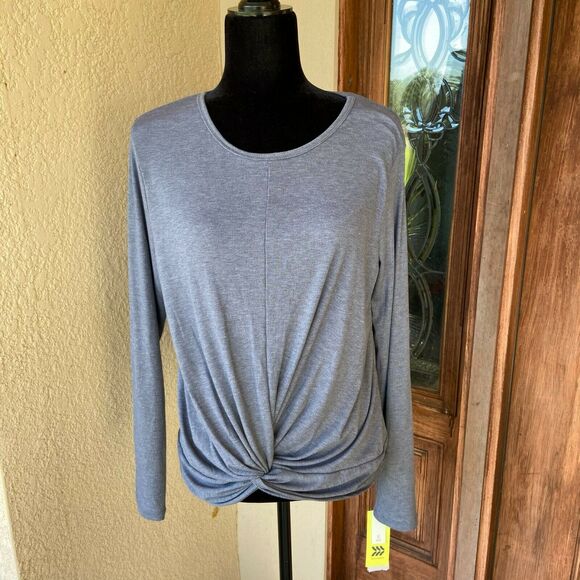 All in Motion Womens Top Size XXL Long Sleeve Twist Front T-Shirt Gray NEW - Picture 2 of 6